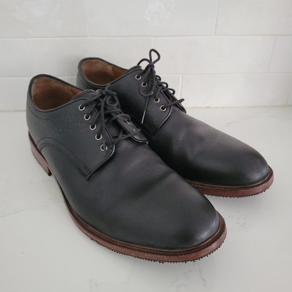 EUC Trask Landry Bison Leather Plain Toe Derby Dress Shoe Black Size 11.5 Mens - Picture 2 of 8